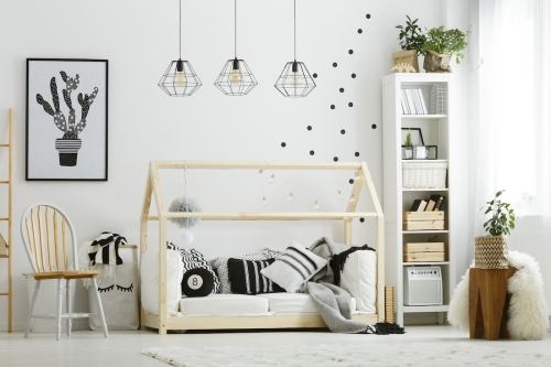 Baby,Bedroom,In,Scandinavian,Style,With,Wood,Chair,And,Bed