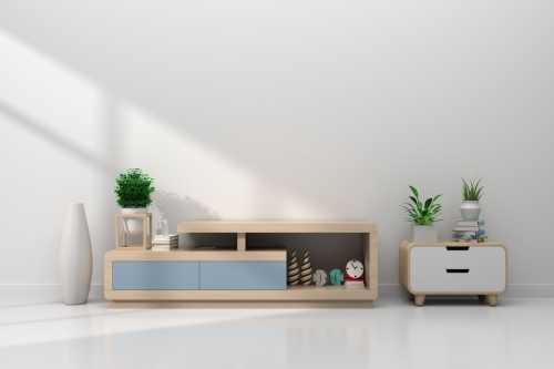 Tv,Shelf,In,Modern,Empty,Room,minimal,Design,,3d,Rendering
