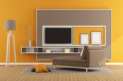Orange,And,Brown,Living,Room,With,Tv,Unit,And,Floor